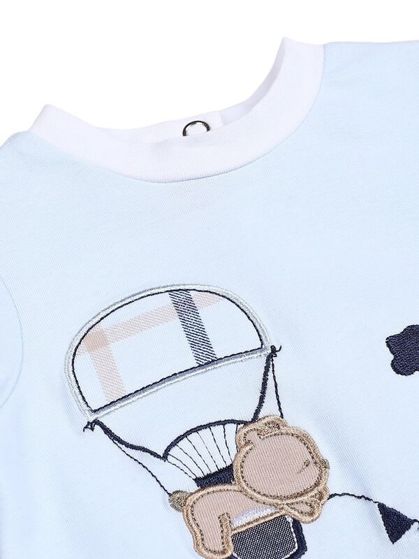 Boys Light Blue Leg Opening Baby Suit image number 2
